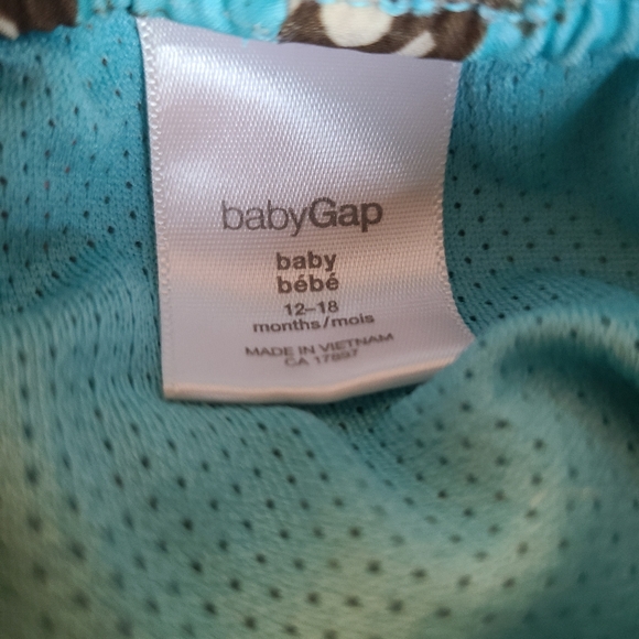 baby Gap blue and brown floral lined swim trunks - Picture 3 of 3